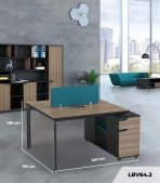 Cụm bàn làm việc 2 người LBV64.2 140x120 - Vân gỗ nhạt