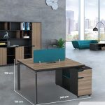 Cụm bàn làm việc 2 người LBV64.2 140x120 - Vân gỗ nhạt