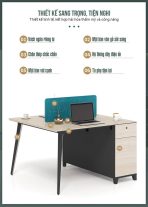 Cụm bàn làm việc 4 người LBV65.1 240x120 - Vân gỗ nhạt