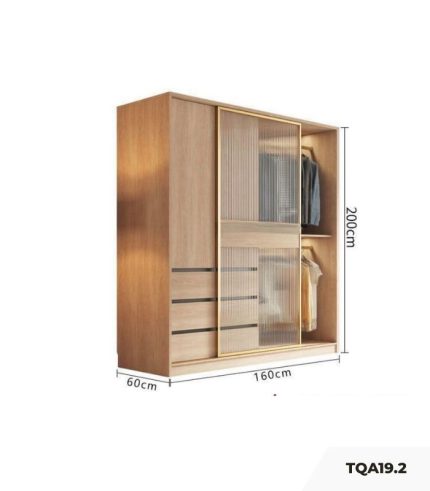 Tủ quần áo Cánh Gỗ kết hợp Khung nhôm Kính trong 160x200 TQA19.2 - Walnut