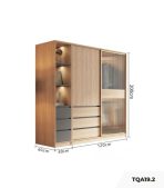 Tủ quần áo Cánh Gỗ kết hợp Khung nhôm Kính trong 160x200 TQA19.2 - Walnut