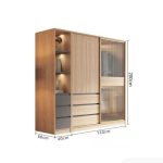 Tủ quần áo Cánh Gỗ kết hợp Khung nhôm Kính trong 160x200 TQA19.2 - Walnut