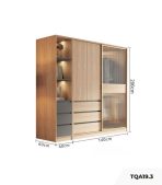Tủ quần áo Cánh Gỗ kết hợp Khung nhôm Kính trong 180x200 TQA19.3 - Walnut