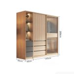 Tủ quần áo Cánh Gỗ kết hợp Khung nhôm Kính trong 180x200 TQA19.3 - Walnut