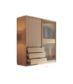 Tủ quần áo Cánh Gỗ kết hợp Khung nhôm Kính trong 200x200 TQA19.4 - Walnut