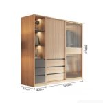 Tủ quần áo Cánh Gỗ kết hợp Khung nhôm Kính trong 200x200 TQA19.4 - Walnut