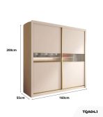 Tủ quần áo Cánh Lùa Gỗ kết hợp Khung nhôm Kính sọc trong 160x200 TQA04.1 - Trắng
