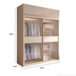 Tủ quần áo Cánh Lùa Gỗ kết hợp Khung nhôm Kính sọc trong 160x240 TQA04.3 - Trắng