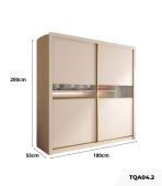 Tủ quần áo Cánh Lùa Gỗ kết hợp Khung nhôm Kính sọc trong 180x200 TQA04.2 - Trắng
