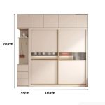 Tủ quần áo Cánh Lùa Gỗ kết hợp Khung nhôm Kính sọc trong 180x200 TQA04.2 - Trắng