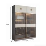 Tủ quần áo Cánh Lùa Gỗ kết hợp Khung nhôm Kính sọc trong 180x240 TQA05.4 - Graphite