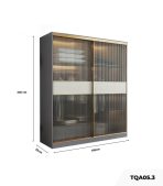 Tủ quần áo Cánh Lùa Gỗ kết hợp Khung nhôm Kính sọc trong 160x240 TQA05.3 - Graphite