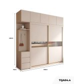 Tủ quần áo Cánh Lùa Gỗ kết hợp Khung nhôm Kính sọc trong 180x240 TQA04.4 - Trắng
