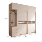 Tủ quần áo Cánh Lùa Gỗ kết hợp Khung nhôm Kính sọc trong 180x240 TQA04.4 - Trắng