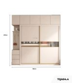Tủ quần áo Cánh Lùa Gỗ kết hợp Khung nhôm Kính sọc trong 180x240 TQA04.4 - Trắng