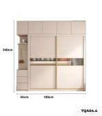 Tủ quần áo Cánh Lùa Gỗ kết hợp Khung nhôm Kính sọc trong 180x240 TQA04.4 - Trắng