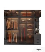 Tủ quần áo Cánh Lùa Khung nhôm Kính màu 160x200 TQA17.1 - Graphite