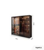 Tủ quần áo Cánh Lùa Khung nhôm Kính màu 180x200 TQA17.2 - Graphite