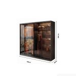 Tủ quần áo Cánh Lùa Khung nhôm Kính màu 180x200 TQA17.2 - Graphite