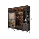 Tủ quần áo Cánh Lùa Khung nhôm Kính màu 180x240 TQA17.5 - Graphite