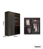 Tủ quần áo Cánh Mở Gỗ kết hợp Khung nhôm Kính màu 140x200 TQA06.1 - Graphite