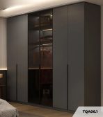 Tủ quần áo Cánh Mở Gỗ kết hợp Khung nhôm Kính màu 140x200 TQA06.1 - Graphite