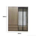 Tủ quần áo Cánh Mở Gỗ kết hợp Khung nhôm Kính màu 160x200 TQA09.1 - Walnut