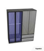Tủ quần áo Cánh Mở Gỗ kết hợp Khung nhôm Kính màu 160x200 TQA09.1 - Walnut