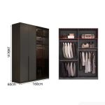 Tủ quần áo Cánh Mở Gỗ kết hợp Khung nhôm Kính màu 160x240 TQA06.5 - Graphite