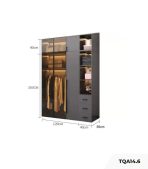 Tủ quần áo Cánh Mở Gỗ kết hợp Khung nhôm Kính màu 160x240 TQA14.6 - Graphite