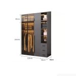 Tủ quần áo Cánh Mở Gỗ kết hợp Khung nhôm Kính màu 160x240 TQA14.6 - Graphite