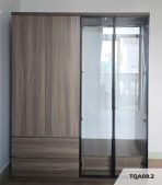 Tủ quần áo Cánh Mở Gỗ kết hợp Khung nhôm Kính màu 180x200 TQA09.2 - Walnut