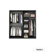 Tủ quần áo Cánh Mở Gỗ kết hợp Khung nhôm Kính màu 180x200 TQA15.2 - Graphite