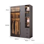 Tủ quần áo Cánh Mở Gỗ kết hợp Khung nhôm Kính màu 180x240 TQA14.7 - Graphite
