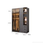 Tủ quần áo Cánh Mở Gỗ kết hợp Khung nhôm Kính màu 180x240 TQA14.7 - Graphite