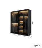 Tủ quần áo Cánh Mở Gỗ kết hợp Khung nhôm Kính màu 180x240 TQA15.5 - Graphite