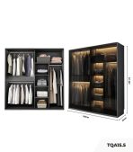 Tủ quần áo Cánh Mở Gỗ kết hợp Khung nhôm Kính màu 180x240 TQA15.5 - Graphite