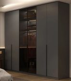 Tủ quần áo Cánh Mở Gỗ kết hợp Khung nhôm Kính màu 200x240 TQA06.6 - Graphite