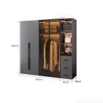 Tủ quần áo Cánh Mở Gỗ kết hợp Khung nhôm Kính màu 200x240 TQA14.8 - Graphite