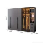 Tủ quần áo Cánh Mở Gỗ kết hợp Khung nhôm Kính màu 280x200 TQA14.5 - Graphite