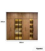 Tủ quần áo Cánh Mở Gỗ kết hợp Khung nhôm Kính màu 300x260 TQA08.1 - Walnut