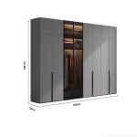 Tủ quần áo Cánh Mở Gỗ kết hợp Khung nhôm Kính màu 320x240 TQA13.2 - Graphite