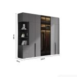 Tủ quần áo Cánh Mở Gỗ kết hợp Khung nhôm Kính màu 320x240 TQA13.2 - Graphite