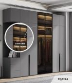Tủ quần áo Cánh Mở Gỗ kết hợp Khung nhôm Kính màu 320x240 TQA13.2 - Graphite