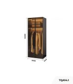 Tủ quần áo Cánh Mở Gỗ kết hợp Khung nhôm Kính màu 80x200 TQA14.1 - Graphite