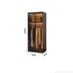 Tủ quần áo Cánh Mở Gỗ kết hợp Khung nhôm Kính màu 80x200 TQA14.1 - Graphite