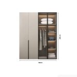 Tủ quần áo Cánh Mở Gỗ kết hợp Khung nhôm Kính sọc trong 160x200 TQA18.1 - Latte