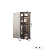 Tủ quần áo Cánh Mở Gỗ kết hợp Khung nhôm Kính sọc trong 160x240 TQA18.4 - Latte