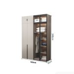 Tủ quần áo Cánh Mở Gỗ kết hợp Khung nhôm Kính sọc trong 160x240 TQA18.4 - Latte