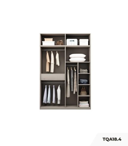 Tủ quần áo Cánh Mở Gỗ kết hợp Khung nhôm Kính sọc trong 160x240 TQA18.4 - Latte